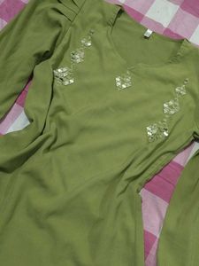 Embellished Green Kurta