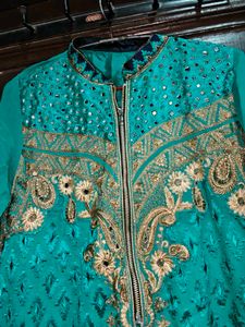 Teal Kurta Set with Pants dupata