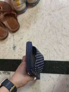 Navy Blue Polka Dot Slides