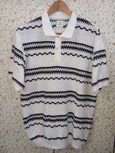 Flick Men's Striped self design Polo T-Shirt