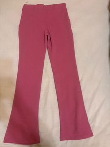 Pink Flared Pants with Buckle Detail