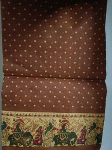Elegant Brown Polka Dot Saree