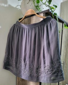 Chic Grey Embellished Mini Skirt