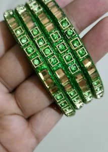 brand new Sparkling Green & Gold Bangles