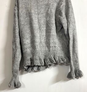 Chicwish Grey Ruffle Knit Sweater
