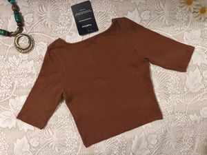 TheBTclub Chocolate Brown Ribbed Crop Top