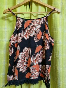 Floral Cami Top with Lace Trim (adjustable straps)