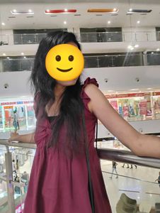 Maroon Heart Neck Peplum Top