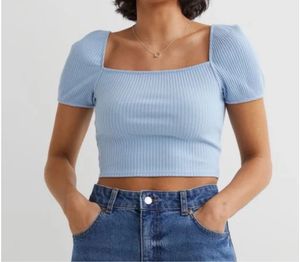 Ribbed Square Neck Crop Top
