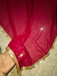 Maroon Dupatta with Sequins Border
