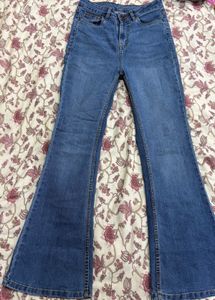 Women's Flared Blue Denim Jeans