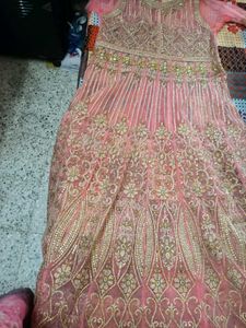 Solid Coral Anarkali