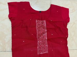 Elegant Red Embroidered Kurta