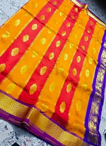 Yellow Nd Red Halfpattu Saree