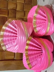 set of three Pink & Gold Wedding Turban