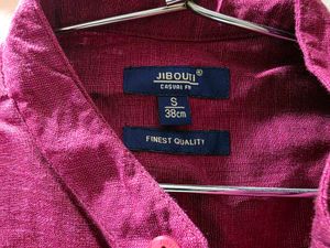 Men's Pink Textured Shirt with Embroidered Logo