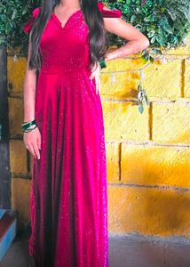 Stunning Maroon Embellished Ethnic Gown