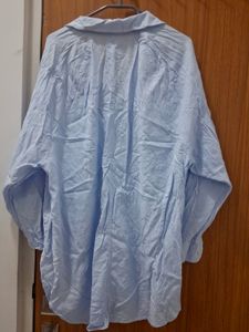 Sky Blue Oversized Button-Up Shirt