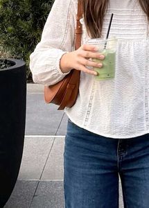 White Textured Long Sleeve Blouse