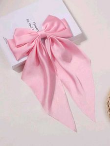 Elegant Pink Satin Bow Hair Clip