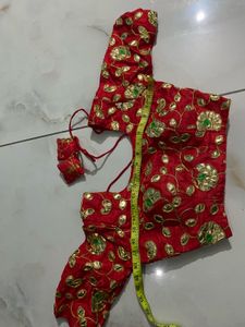 Red Silk Lehenga with Gold Border