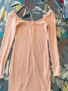 Chic Peach Long Sleeve Dress