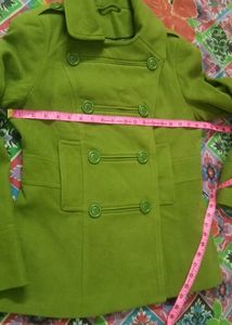 Woolen Ledies Coat in Mehendi Green Colour