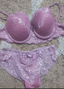 Mauve Lace Bra and Panty Set