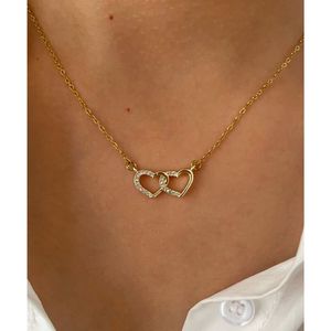 Double Heart Pendant Necklace