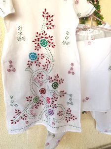 Elegant White Embroidered Kurta Set