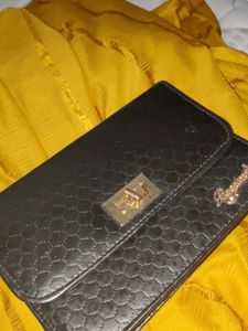 Chic Black Clutch with Gold Hardware