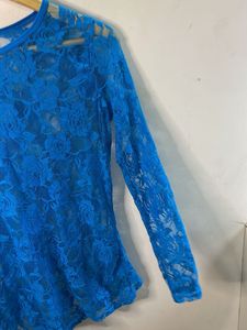 Blue Lace Long Sleeve Top