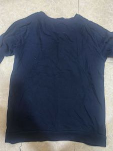 Navy Blue Sequin Detail Sweatshirt