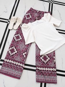 Stylish Printed Palazzo Pants with top and flat