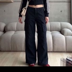 H&M Black Wide Leg Cargo Pants