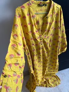 Yellow Printed Kurta
