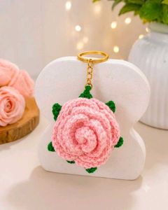 Pack of 2 Crochet Rose Keychains