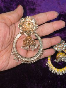 Yellow Jhumka Hoop Earrings