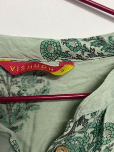 Light Green Printed Cotton Kurta
