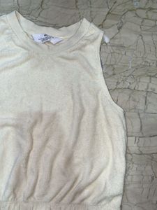 Cream Terry Cropped Tank Top