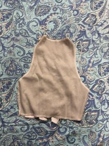 Unique Two-Tone Lace-Up Crop Top