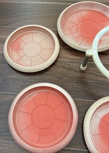 Set of 4 Plant Saucers with Stand