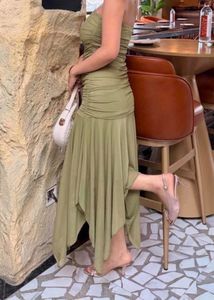Elegant Strapless Ruched Maxi Dress