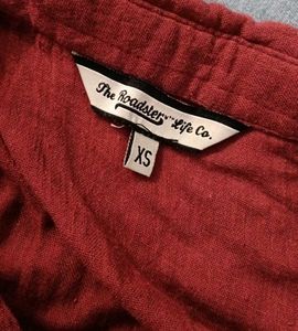 Maroon Cropped Button-Up Shirt