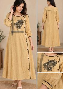 Elegant Yellow Kurta with Floral Print