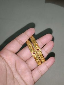 Elegant Gold Tone Bangles with Stones