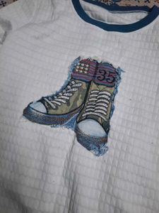 Quilted Sweater with Shoe Applique
