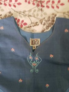 Teal Paisley Print  and blue cotton kurtas