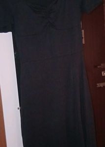 Black Gathered A-Line Dress