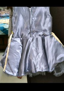 Adorable Grey Party Dress with Gold Leaf Embellish